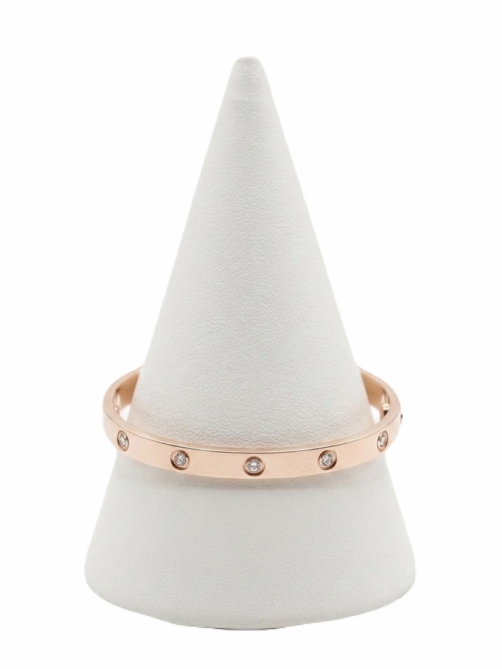 New Elegant Rose Gold Stainless Steel Luxury High-End White Sapphire Bangle